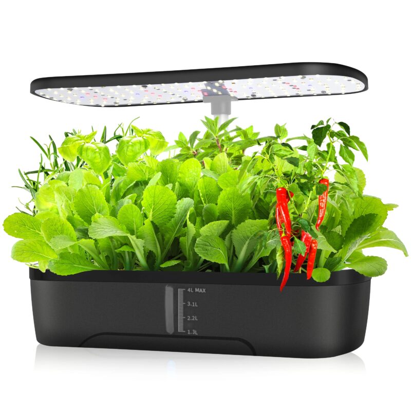 12-Pod Hydroponic System with LED Grow Light